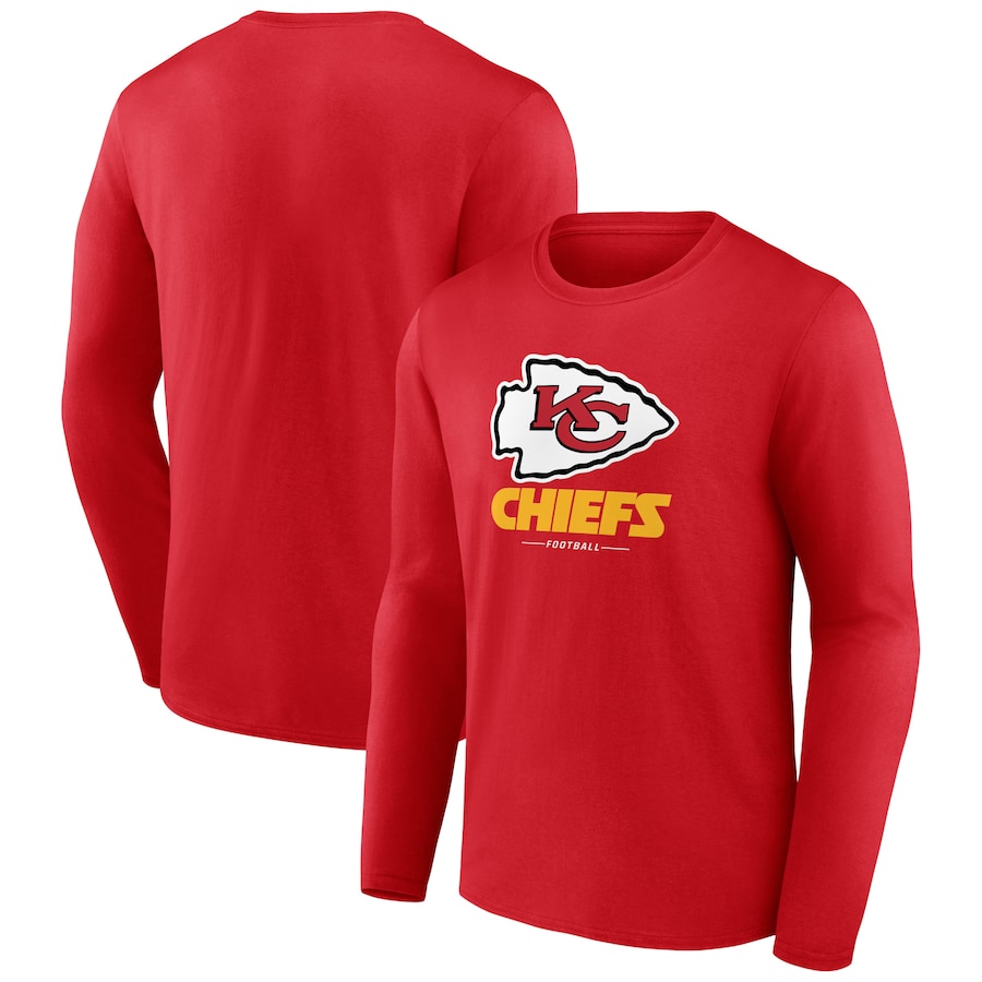 Kansas City Chiefs Red Logo Team Lockup Long Sleeve T-Shirt - Man Kansas City Chiefs Red Logo Team Lockup Long Sleeve T-Shirt - Man