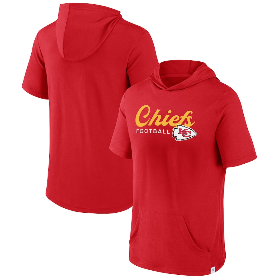 Kansas City Chiefs Red Offensive Strategy Short Sleeve Pullover Hoodie - Man