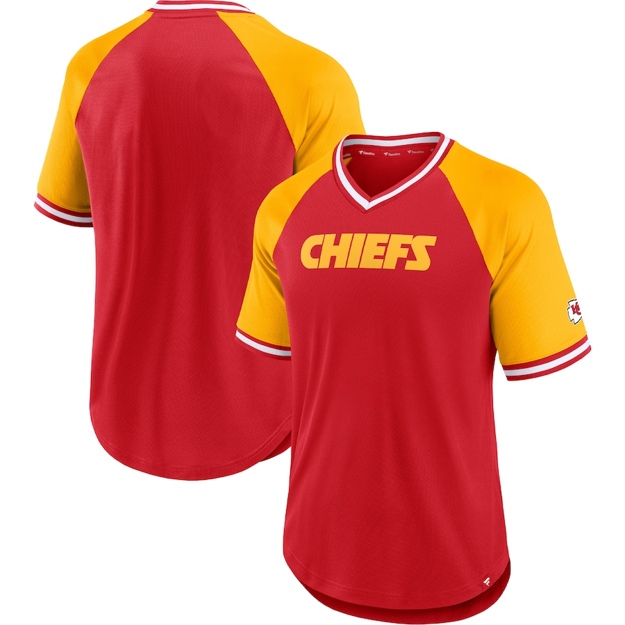 Kansas City Chiefs Red Second Wind Raglan V-Neck T-Shirt - Man Kansas City Chiefs Red Second Wind Raglan V-Neck T-Shirt - Man