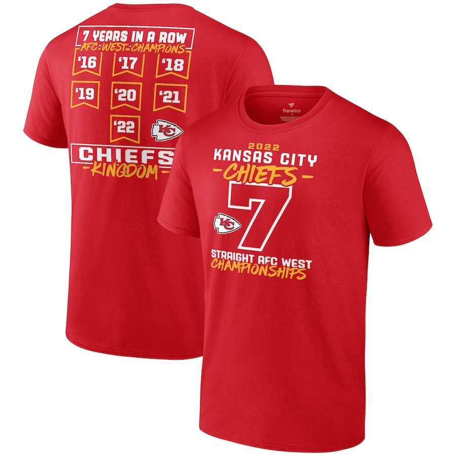 Kansas City Chiefs Red Seventh-Straight AFC West Division Championship T-Shirt - Man