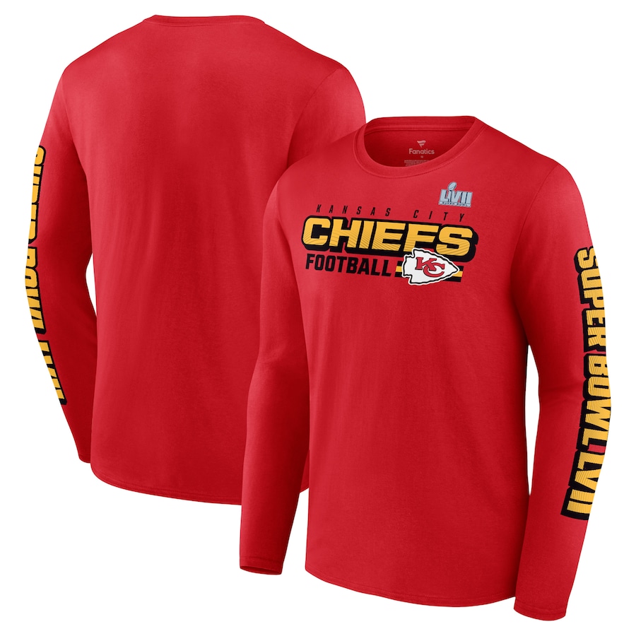 Kansas City Chiefs Red Super Bowl LVII Star Trail Long Sleeve T-Shirt - Man