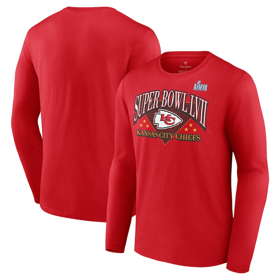 Kansas City Chiefs Red Super Bowl LVII Triangle Strategy Long Sleeve T-Shirt - Man
