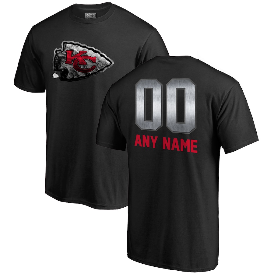 Kansas City Chiefs NFL Pro Line by Black Personalized Midnight Mascot T-Shirt - Man Kansas City Chiefs NFL Pro Line by Black Personalized Midnight Mascot T-Shirt - Man