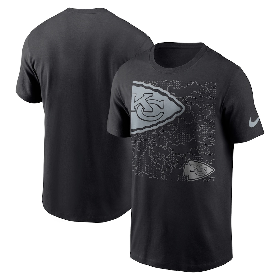 Kansas City Chiefs Football Black RFLCTV T-Shirt - Man Kansas City Chiefs Football Black RFLCTV T-Shirt - Man