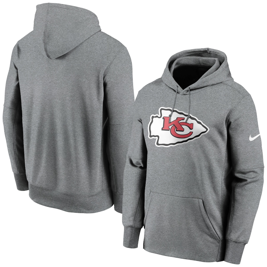 Kansas City Chiefs Football Charcoal Primary Logo Performance Pullover Hoodie - Man Kansas City Chiefs Football Charcoal Primary Logo Performance Pullover Hoodie - Man