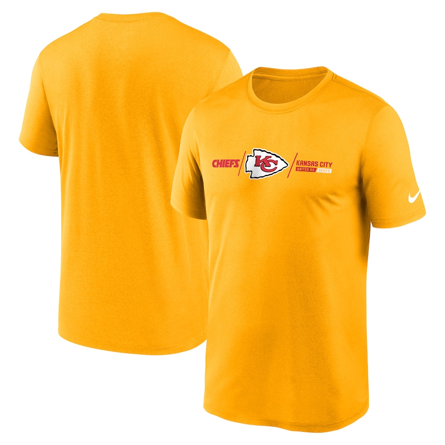 Kansas City Chiefs Football Gold Horizontal Lockup Legend Performance T-Shirt - Man Kansas City Chiefs Football Gold Horizontal Lockup Legend Performance T-Shirt - Man