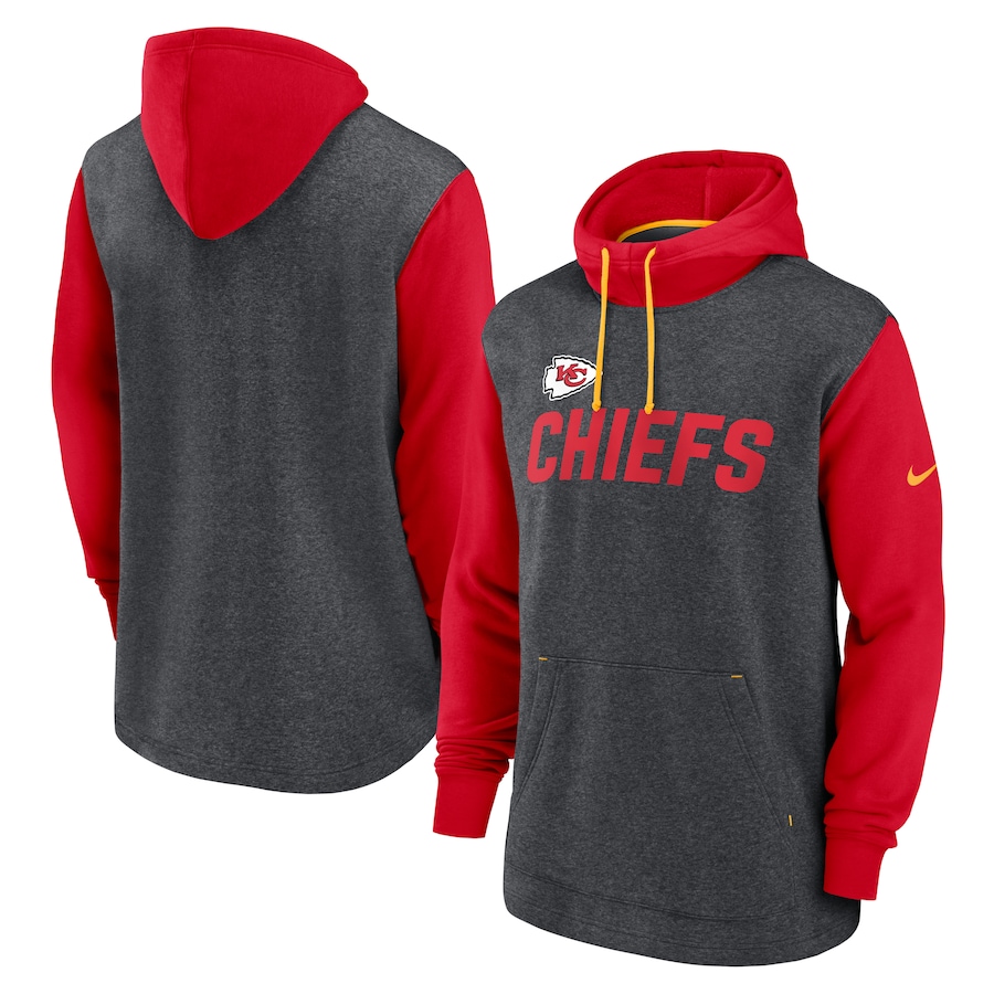 Kansas City Chiefs Football Heathered Charcoal/Red Surrey Legacy Pullover Hoodie - Man Kansas City Chiefs Football Heathered Charcoal/Red Surrey Legacy Pullover Hoodie - Man