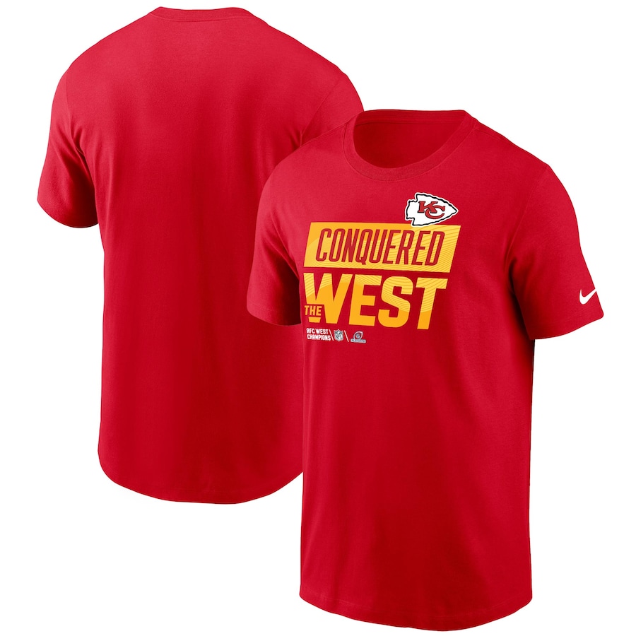 Kansas City Chiefs Football Red 2022 AFC West Division Champions Locker Room Trophy Collection T-Shirt - Man