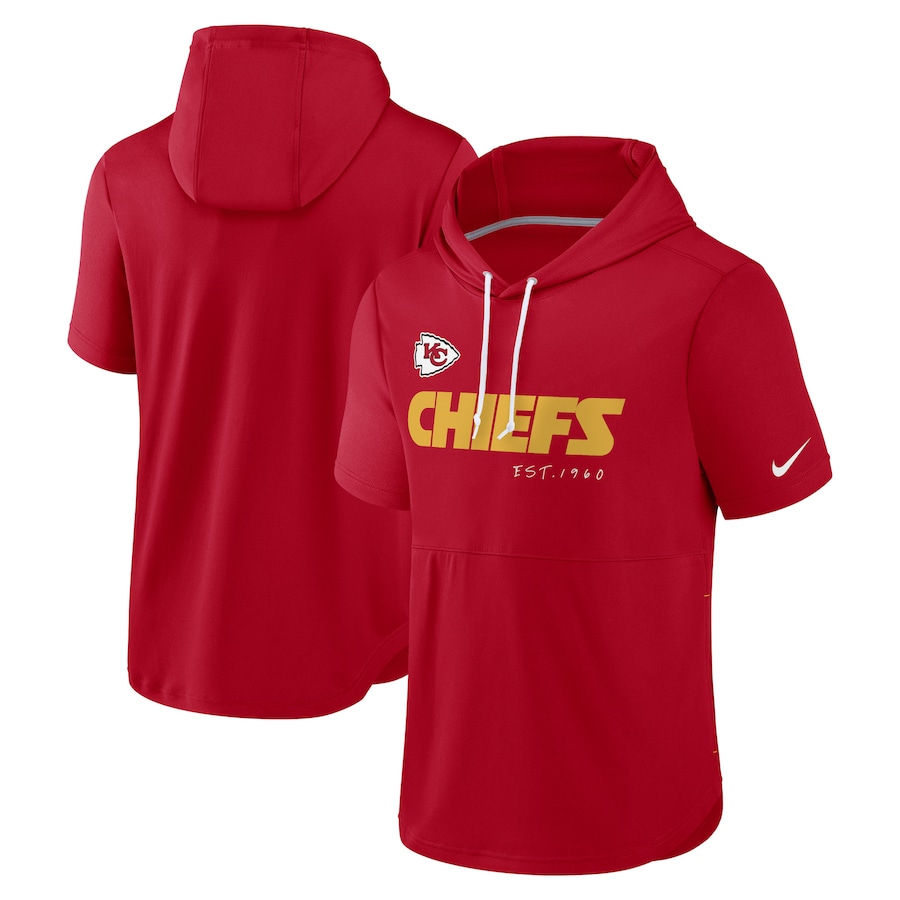 Kansas City Chiefs Football Red Short Sleeve Pullover Hoodie - Man Kansas City Chiefs Football Red Short Sleeve Pullover Hoodie - Man