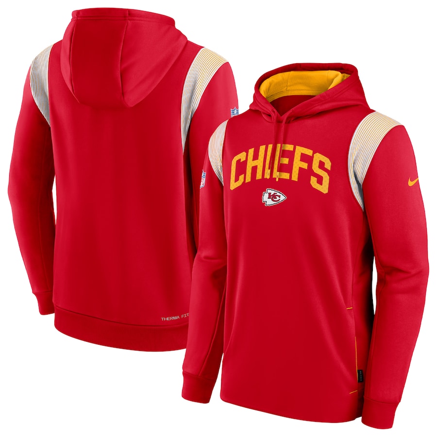Kansas City Chiefs Football Red Sideline Athletic Stack Performance Pullover Hoodie - Man