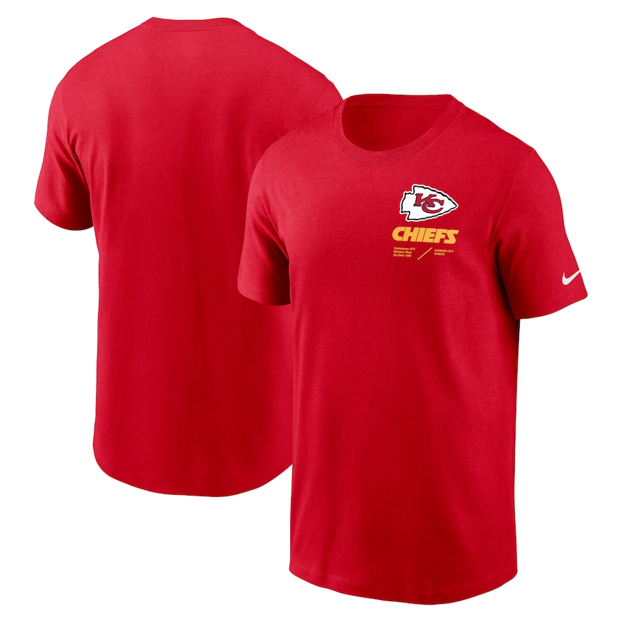 Kansas City Chiefs Football Red Sideline Infograph Lockup Performance T-Shirt - Man Kansas City Chiefs Football Red Sideline Infograph Lockup Performance T-Shirt - Man