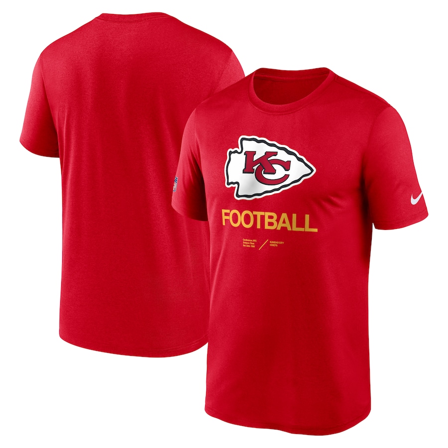 Kansas City Chiefs Football Red Sideline Infograph Performance T-Shirt - Man Kansas City Chiefs Football Red Sideline Infograph Performance T-Shirt - Man