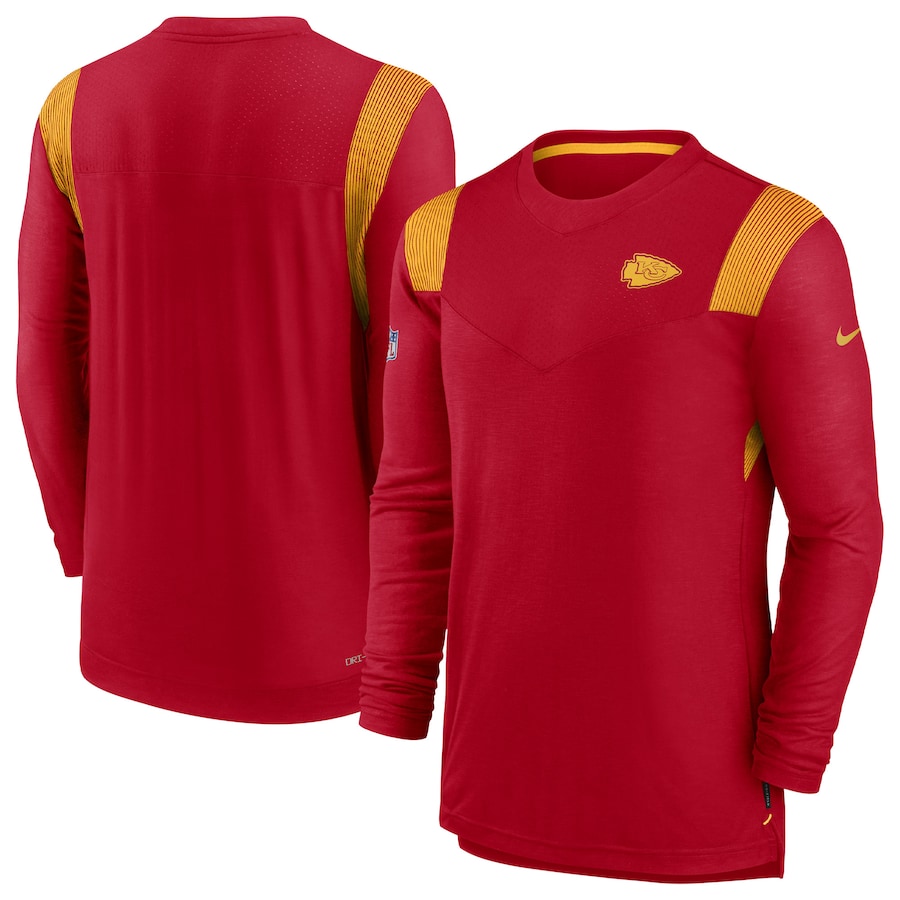 Kansas City Chiefs Football Red Sideline Tonal Logo Performance Player Long Sleeve T-Shirt - Man Kansas City Chiefs Football Red Sideline Tonal Logo Performance Player Long Sleeve T-Shirt - Man