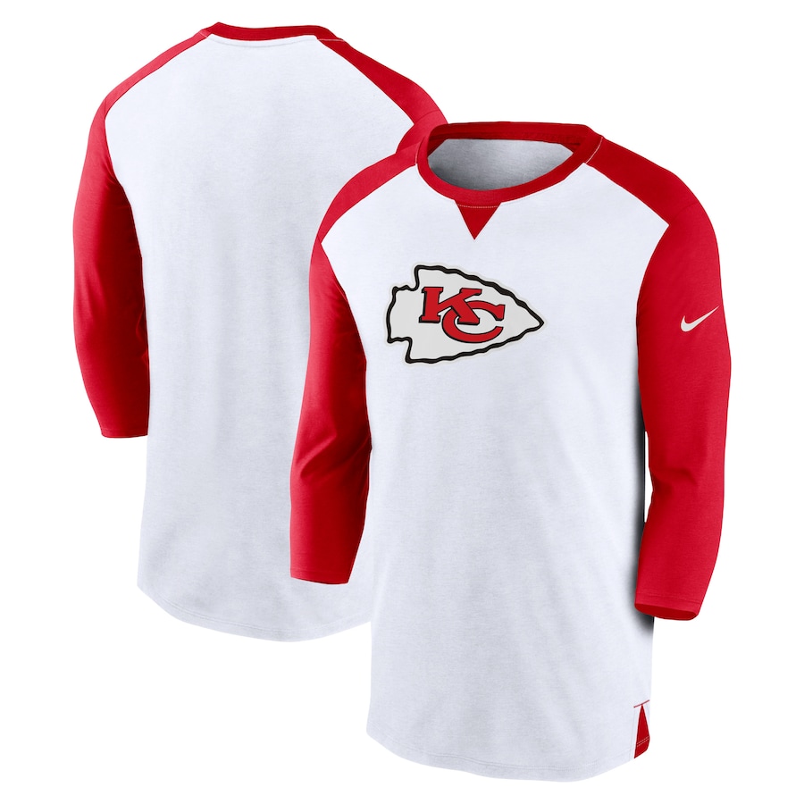Kansas City Chiefs Football White/Red Rewind 3/4-Sleeve T-Shirt - Man Kansas City Chiefs Football White/Red Rewind 3/4-Sleeve T-Shirt - Man