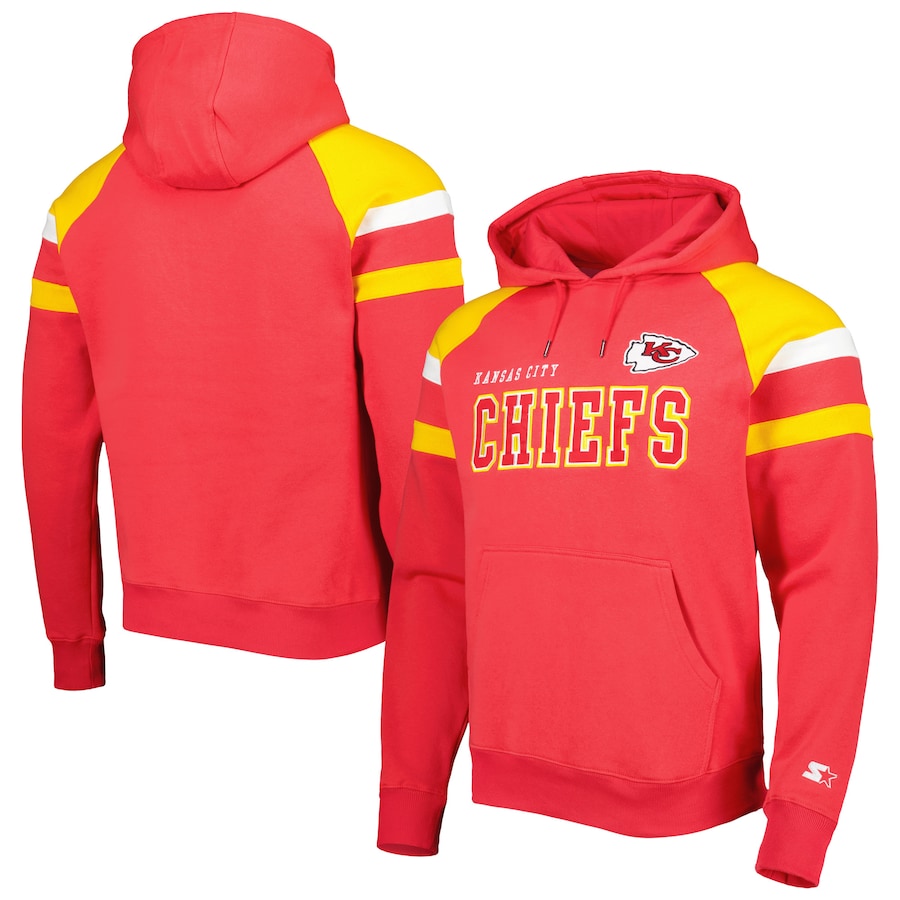 Kansas City Chiefs Starter Red Draft Fleece Raglan Pullover Hoodie - Man