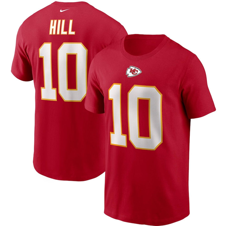 Kansas City Chiefs Tyreek Hill Football Red Name & Number T-Shirt - Man