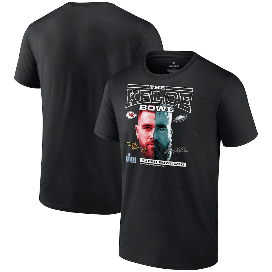 Kansas City Chiefs vs. Philadelphia Eagles Black Super Bowl LVII Matchup The Kelce Bowl T-Shirt - Man