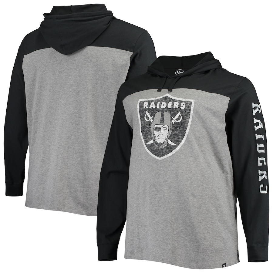 Las Vegas Raiders '47 Heathered Gray/Black Franklin Wooster Long Sleeve Hoodie T-Shirt - Man