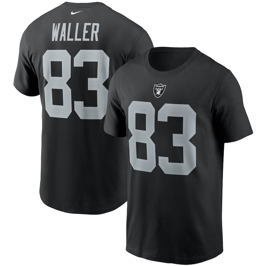 Las Vegas Raiders Darren Waller Football Black Name & Number T-Shirt - Man Las Vegas Raiders Darren Waller Football Black Name & Number T-Shirt - Man