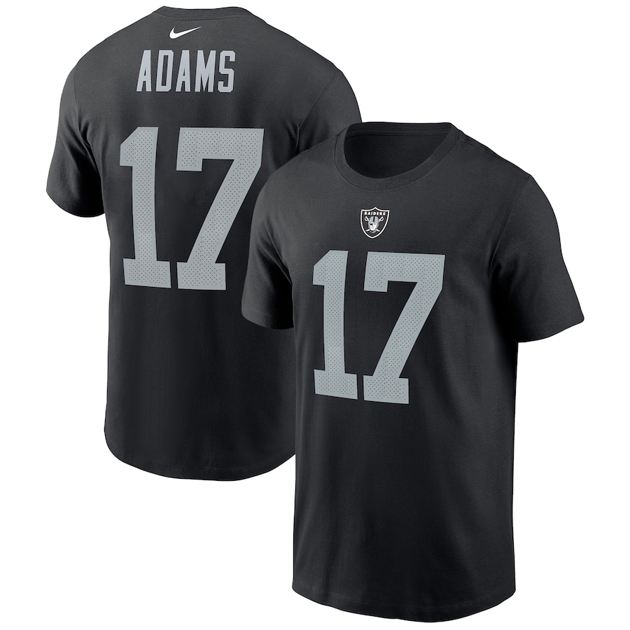 Las Vegas Raiders Davante Adams Football Black Player Name & Number T-Shirt - Man Las Vegas Raiders Davante Adams Football Black Player Name & Number T-Shirt - Man