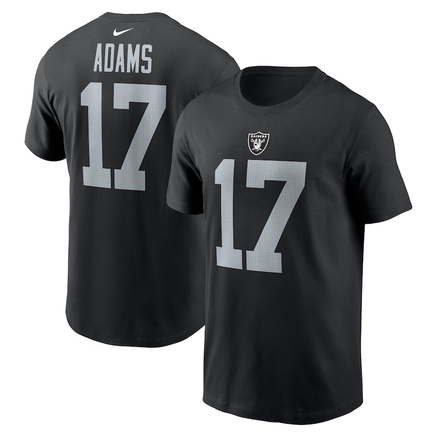 Las Vegas Raiders Davante Adams Football Black Player Name & Number T-Shirt - Man Las Vegas Raiders Davante Adams Football Black Player Name & Number T-Shirt - Man
