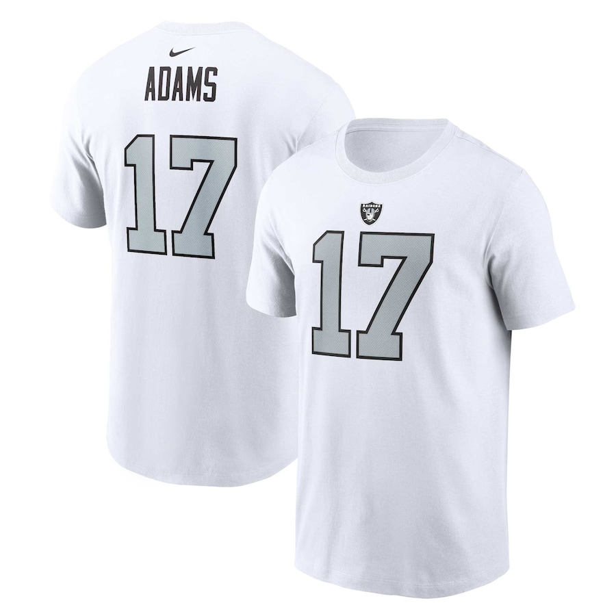 Las Vegas Raiders Davante Adams Football White Player Name & Number T-Shirt - Man Las Vegas Raiders Davante Adams Football White Player Name & Number T-Shirt - Man