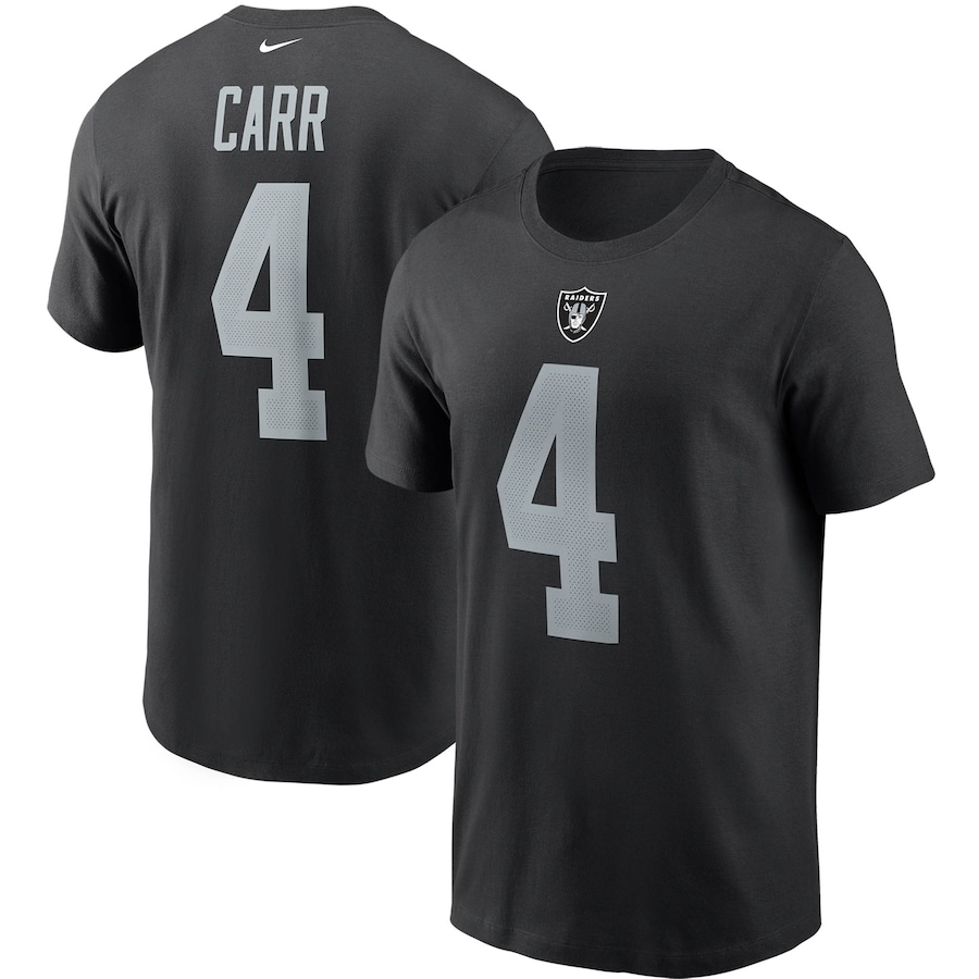 Las Vegas Raiders Derek Carr Football Black Name & Number T-Shirt - Man Las Vegas Raiders Derek Carr Football Black Name & Number T-Shirt - Man