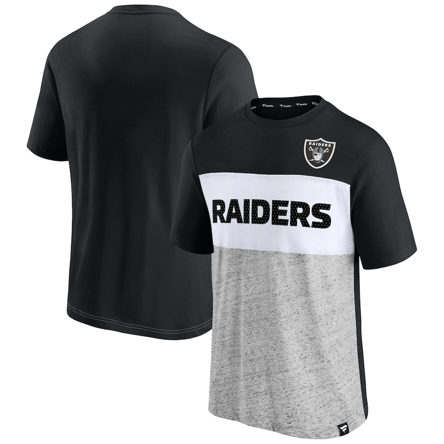 Las Vegas Raiders Black/Heathered Gray Colorblock T-Shirt - Man Las Vegas Raiders Black/Heathered Gray Colorblock T-Shirt - Man