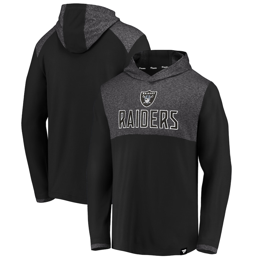 Las Vegas Raiders Black Iconic Marbled Clutch Hoodie Long Sleeve T-Shirt - Man