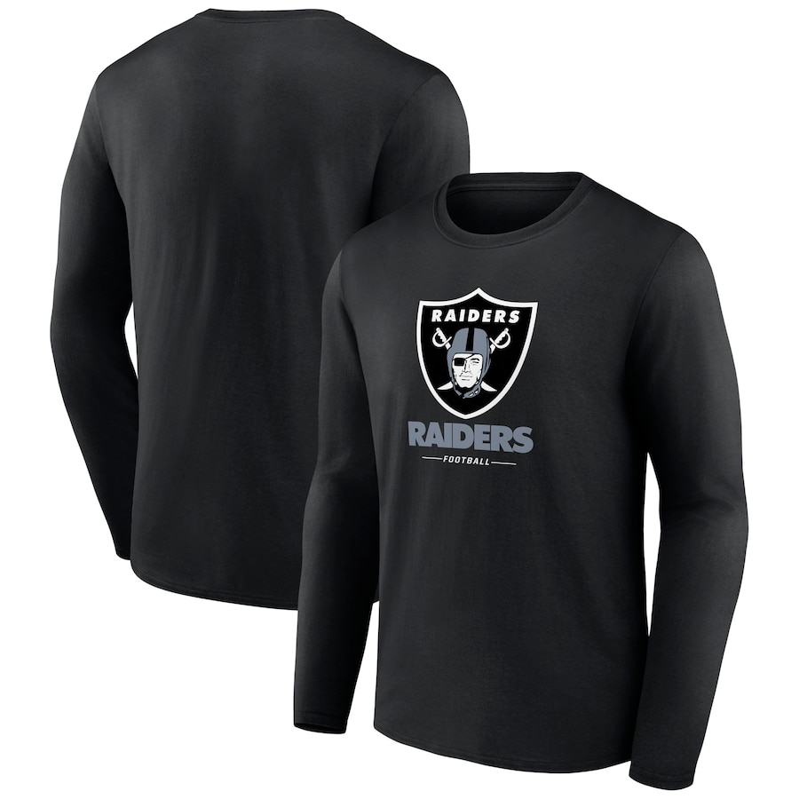 Las Vegas Raiders Black Logo Team Lockup Long Sleeve T-Shirt - Man
