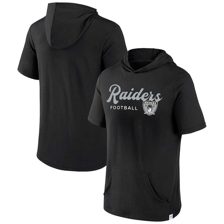 Las Vegas Raiders Black Offensive Strategy Short Sleeve Pullover Hoodie - Man Las Vegas Raiders Black Offensive Strategy Short Sleeve Pullover Hoodie - Man