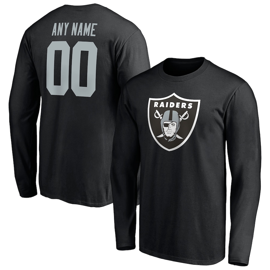 Las Vegas Raiders Black Team Authentic Personalized Name & Number Long Sleeve T-Shirt - Man