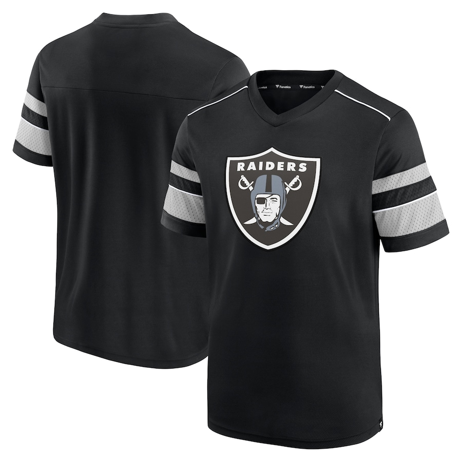 Las Vegas Raiders Black Textured Hashmark V-Neck T-Shirt - Man