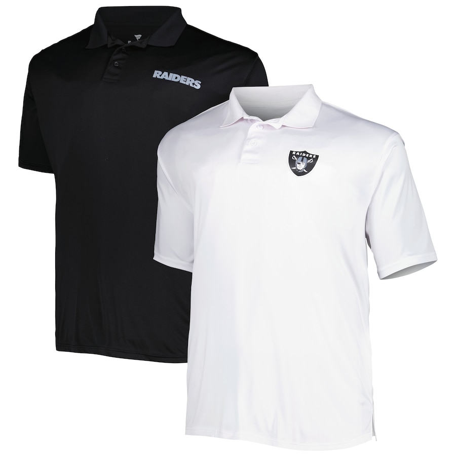 Las Vegas Raiders Black/White Solid Two-Pack Polo Set - Man Las Vegas Raiders Black/White Solid Two-Pack Polo Set - Man