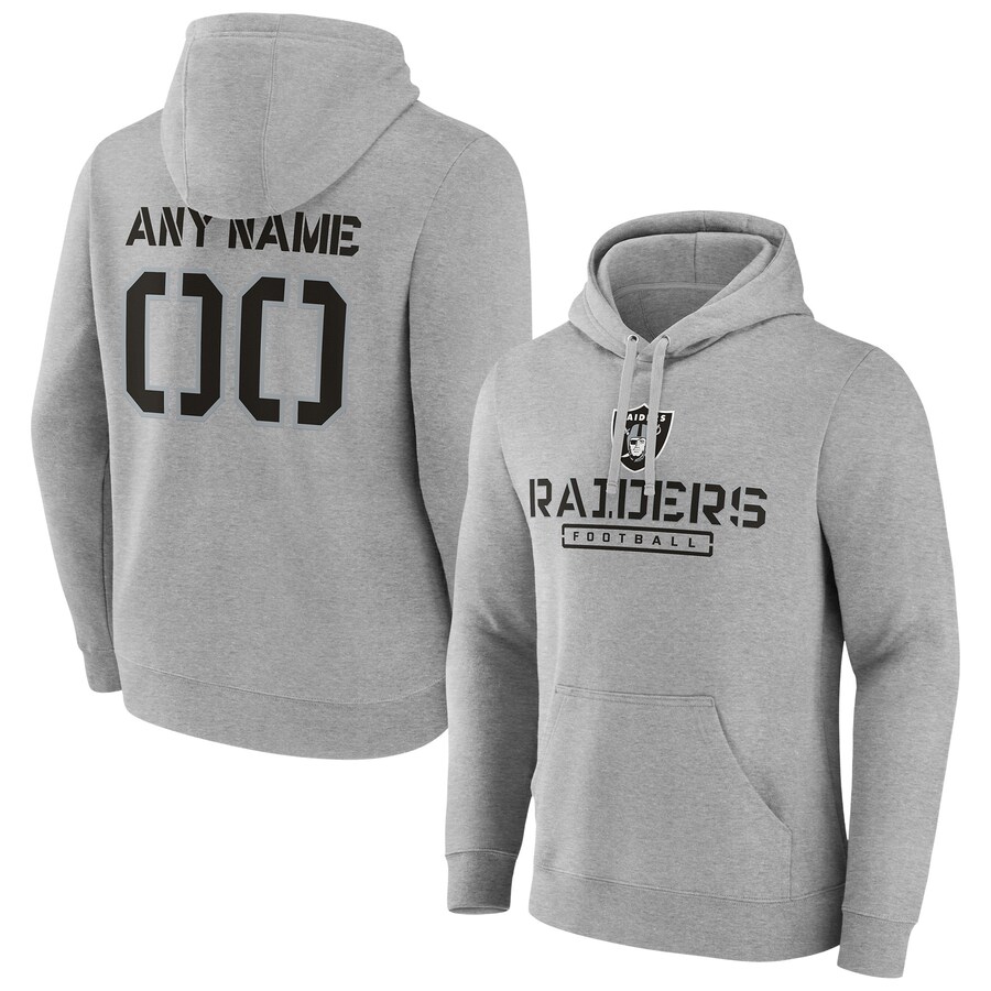 Las Vegas Raiders Gray Personalized Name & Number Evanston Stencil Pullover Hoodie - Man Las Vegas Raiders Gray Personalized Name & Number Evanston Stencil Pullover Hoodie - Man