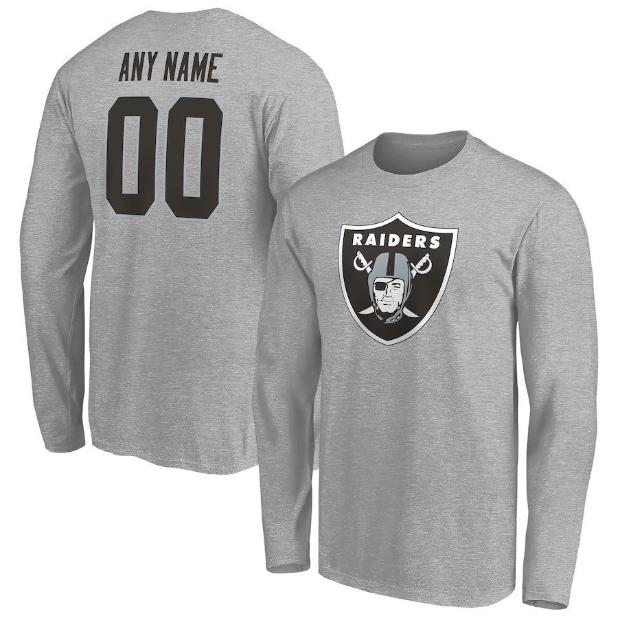 Las Vegas Raiders Gray Team Authentic Custom Long Sleeve T-Shirt - Man