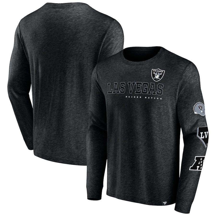 Las Vegas Raiders Heather Black High Whip Pitcher Long Sleeve T-Shirt - Man Las Vegas Raiders Heather Black High Whip Pitcher Long Sleeve T-Shirt - Man