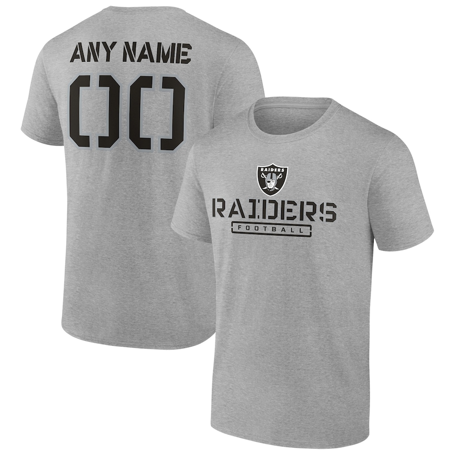Las Vegas Raiders Heather Gray Personalized Name & Number Evanston Stencil T-Shirt - Man Las Vegas Raiders Heather Gray Personalized Name & Number Evanston Stencil T-Shirt - Man