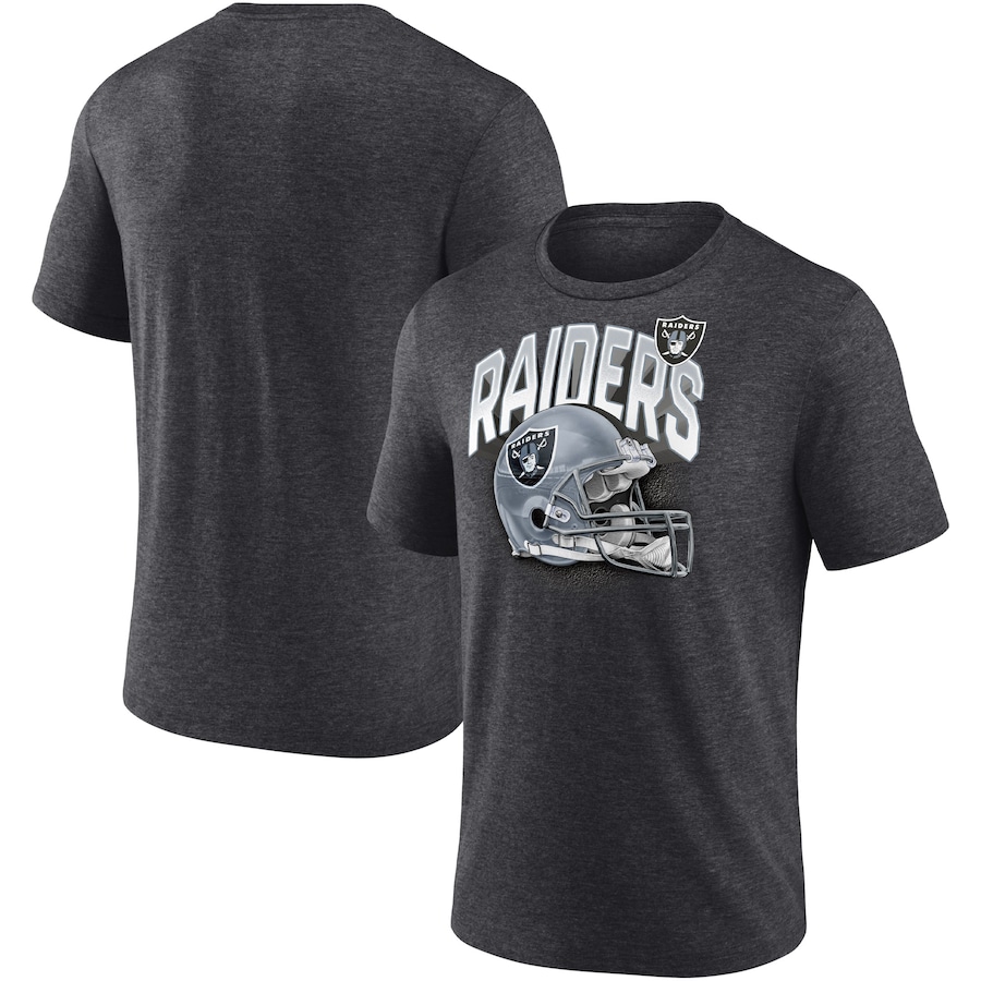 Las Vegas Raiders Heathered Charcoal End Around Tri-Blend T-Shirt - Man