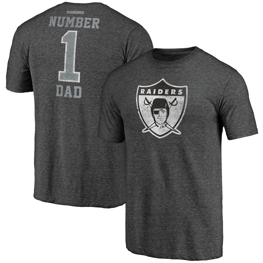Las Vegas Raiders Heathered Charcoal Greatest Dad Retro Tri-Blend T-Shirt - Man