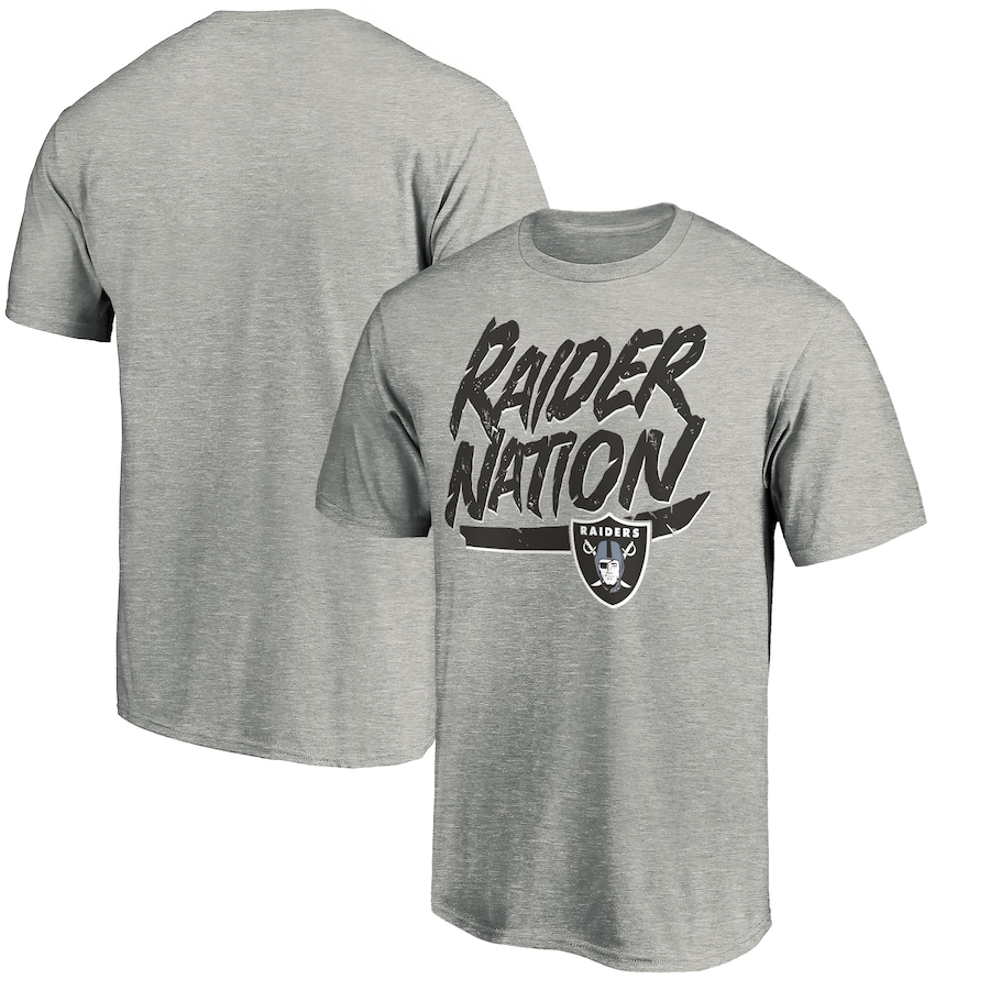 Las Vegas Raiders Heathered Gray Hometown Collection Raider Nation T-Shirt - Man Las Vegas Raiders Heathered Gray Hometown Collection Raider Nation T-Shirt - Man