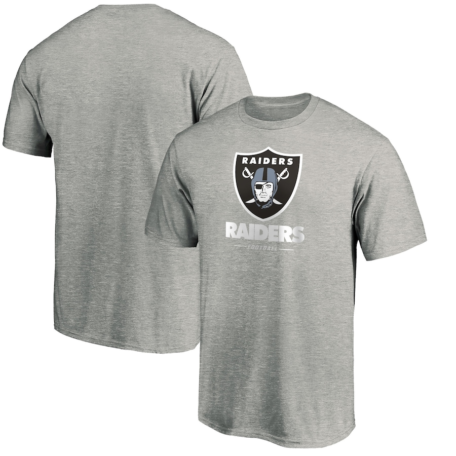 Las Vegas Raiders Heathered Gray Team Lockup Logo T-Shirt - Man