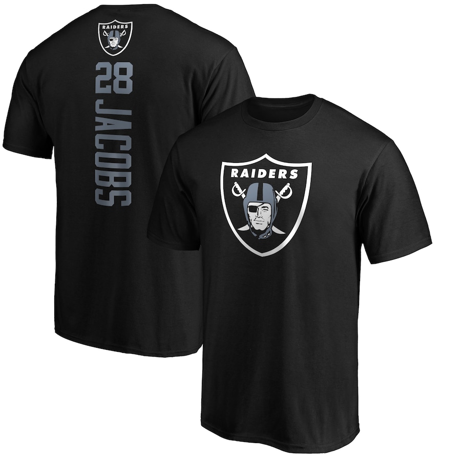 Las Vegas Raiders Josh Jacobs Black Playmaker T-Shirt - Man Las Vegas Raiders Josh Jacobs Black Playmaker T-Shirt - Man