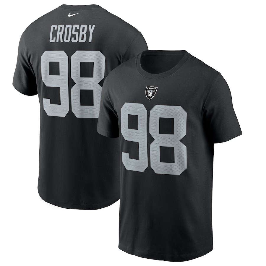 Las Vegas Raiders Maxx Crosby Football Black Name & Number T-Shirt - Man
