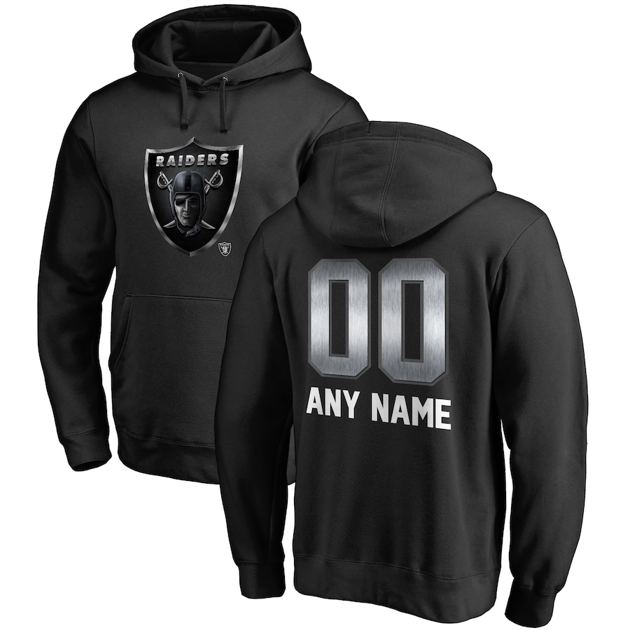 Las Vegas Raiders NFL Pro Line by Black Personalized Midnight Mascot Pullover Hoodie - Man Las Vegas Raiders NFL Pro Line by Black Personalized Midnight Mascot Pullover Hoodie - Man