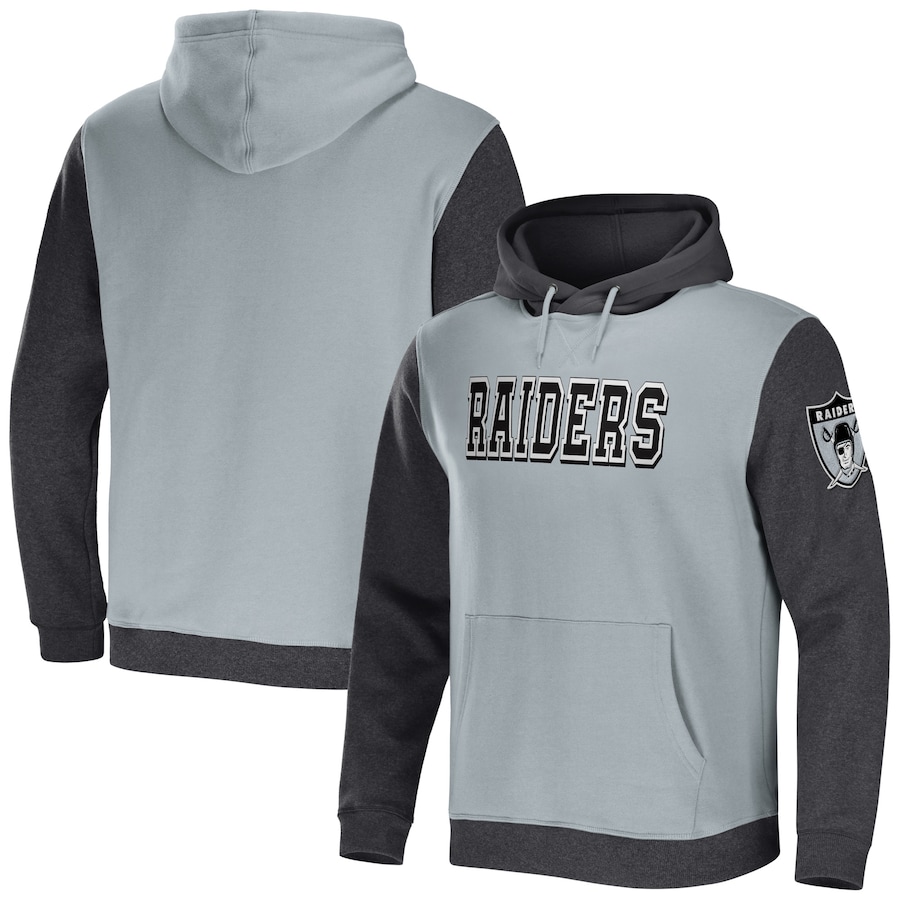 Las Vegas Raiders NFL x Darius Rucker Collection by USASportsStoreGray/Charcoal Colorblock Pullover Hoodie - Man