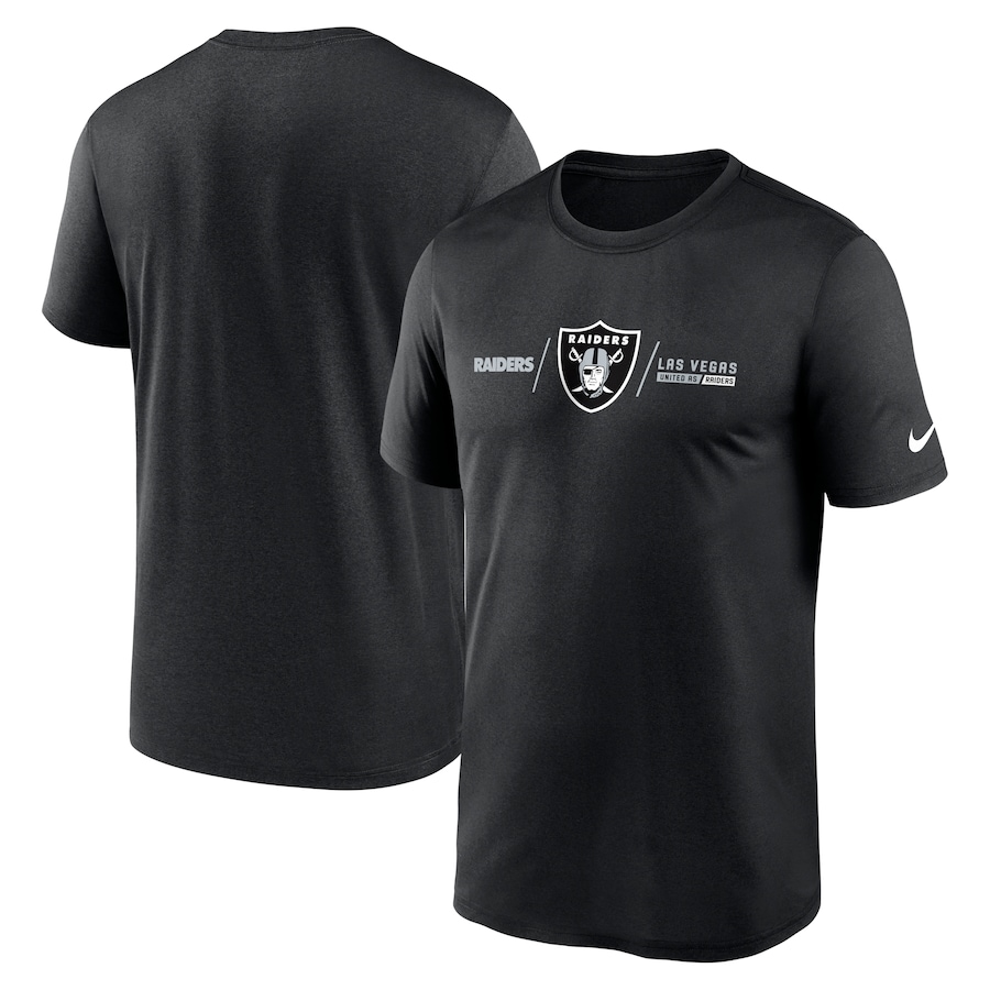 Las Vegas Raiders Football Black Horizontal Lockup Legend Performance T-Shirt - Man Las Vegas Raiders Football Black Horizontal Lockup Legend Performance T-Shirt - Man