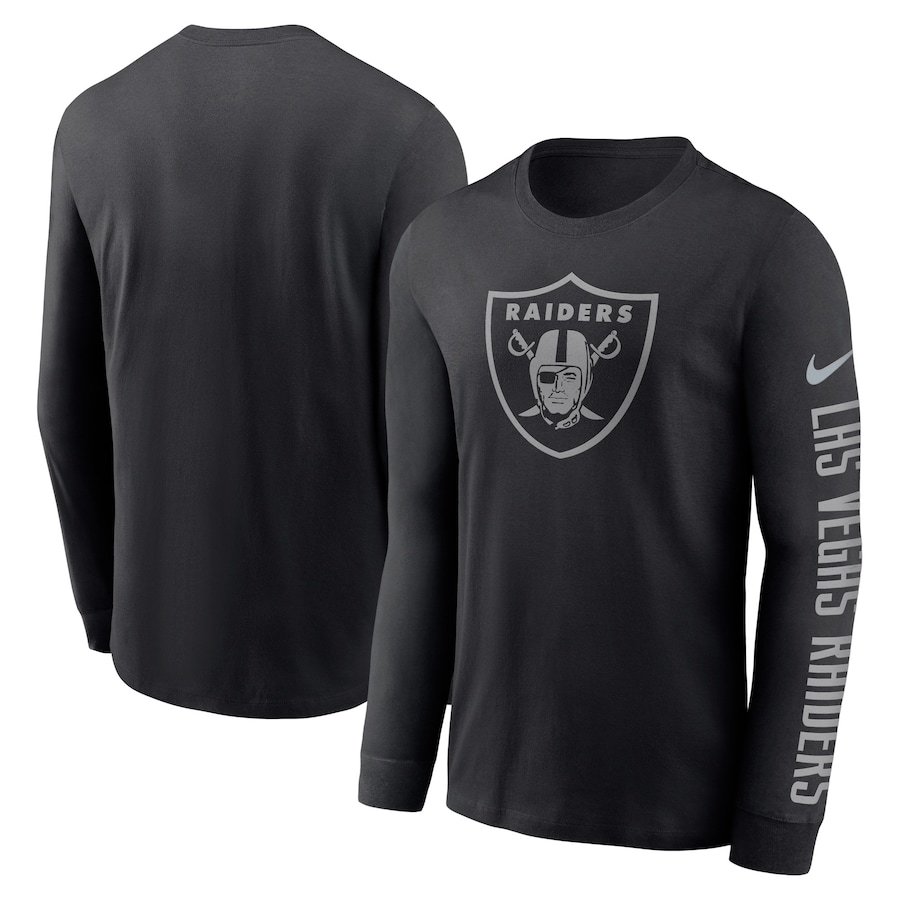 Las Vegas Raiders Football Black RFLCTV Name and Logo T-Shirt - Man