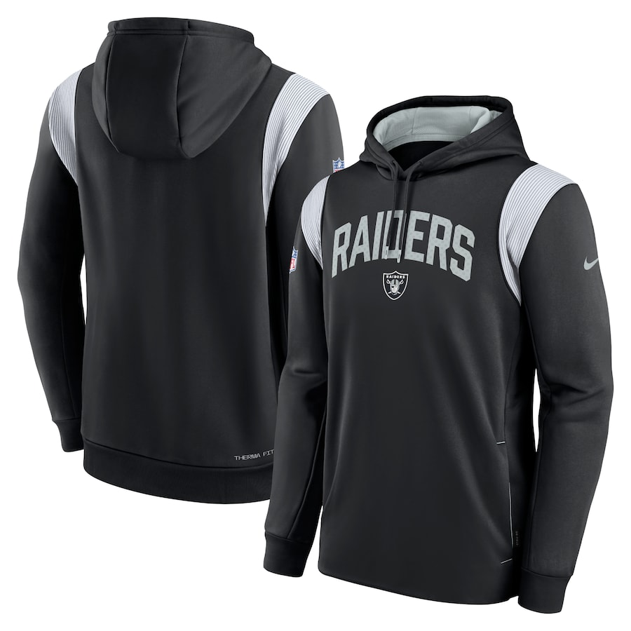 Las Vegas Raiders Football Black Sideline Athletic Stack Performance Pullover Hoodie - Man Las Vegas Raiders Football Black Sideline Athletic Stack Performance Pullover Hoodie - Man
