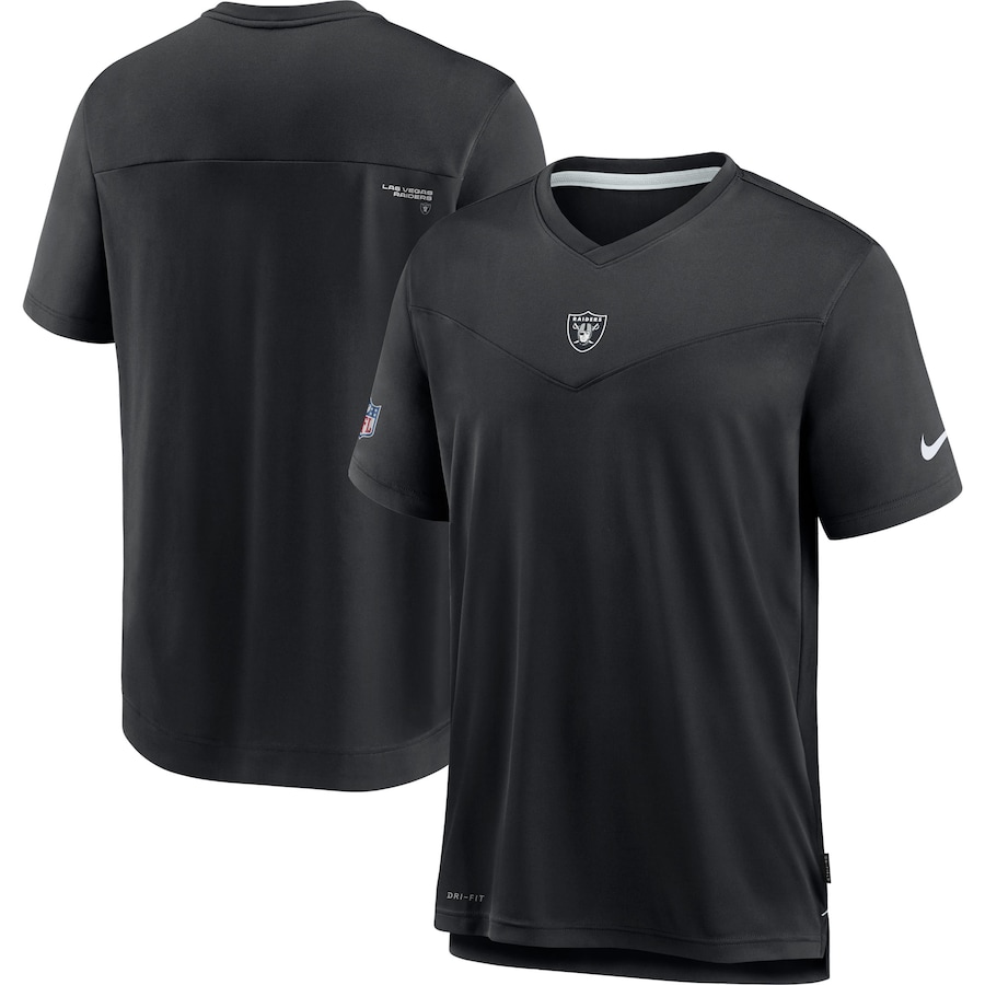 Las Vegas Raiders Football Black Sideline Coaches Performance V-Neck T-Shirt - Man Las Vegas Raiders Football Black Sideline Coaches Performance V-Neck T-Shirt - Man